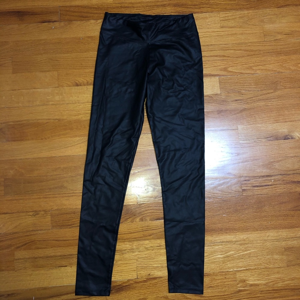 Urban Planet Luxe Leather Effect Black Leggings